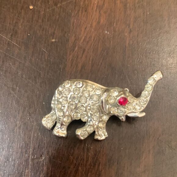 Vintage rhinestone, elephant, brooch, pen - Picture 2 of 4